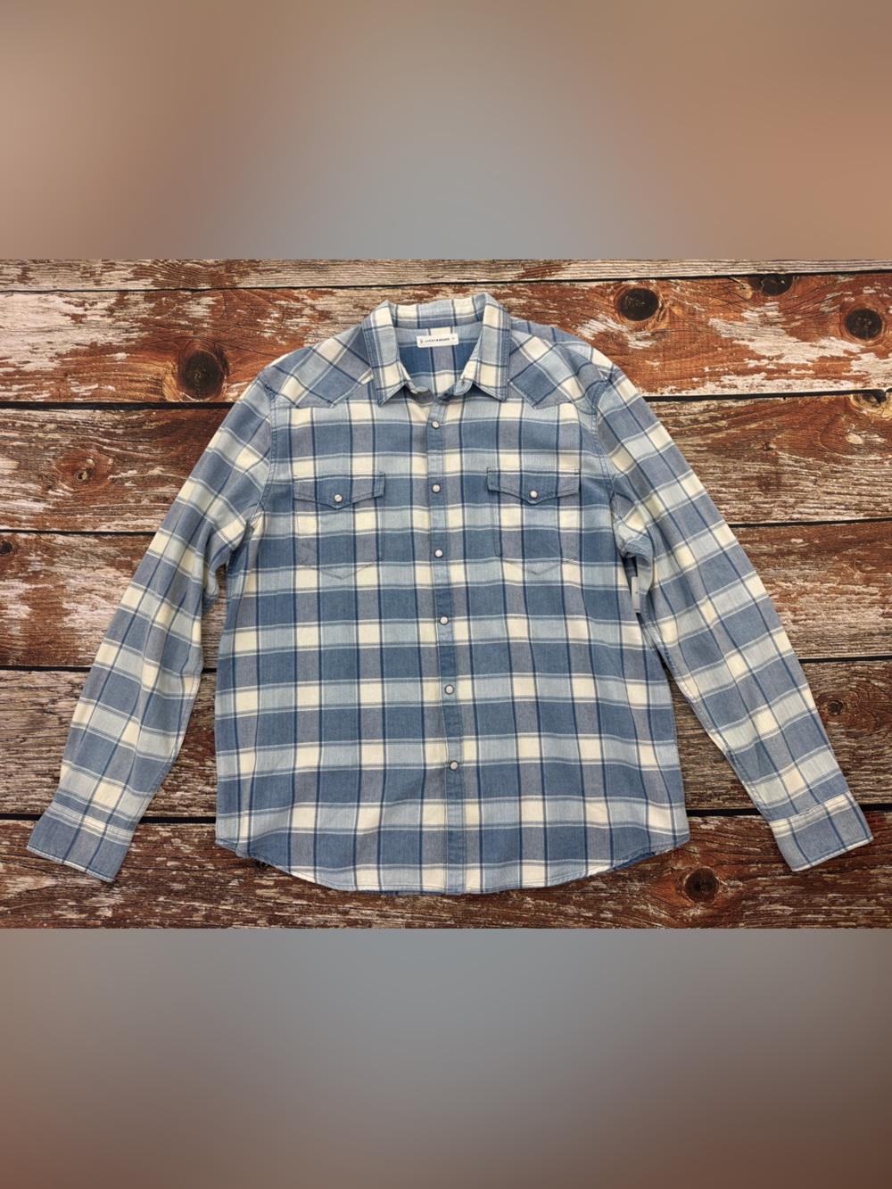 Lucky Brand Men's Long Sleeve Plaid Western Snap Button Shirt, Size XL